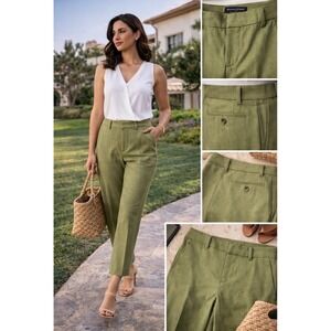 Banana Republic Womens Sculpted Stretch Olive Green Straight Leg Dress Pants 6